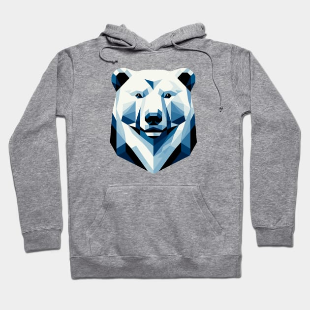 Abstract Geometric Polar Bear - Cool Blues and Whites Hoodie by AmandaOlsenDesigns